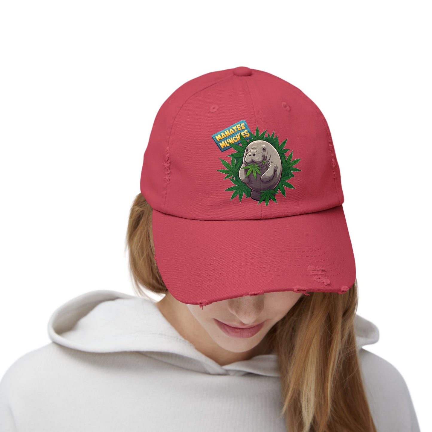 Manatee Munchies Unisex Distressed Cap