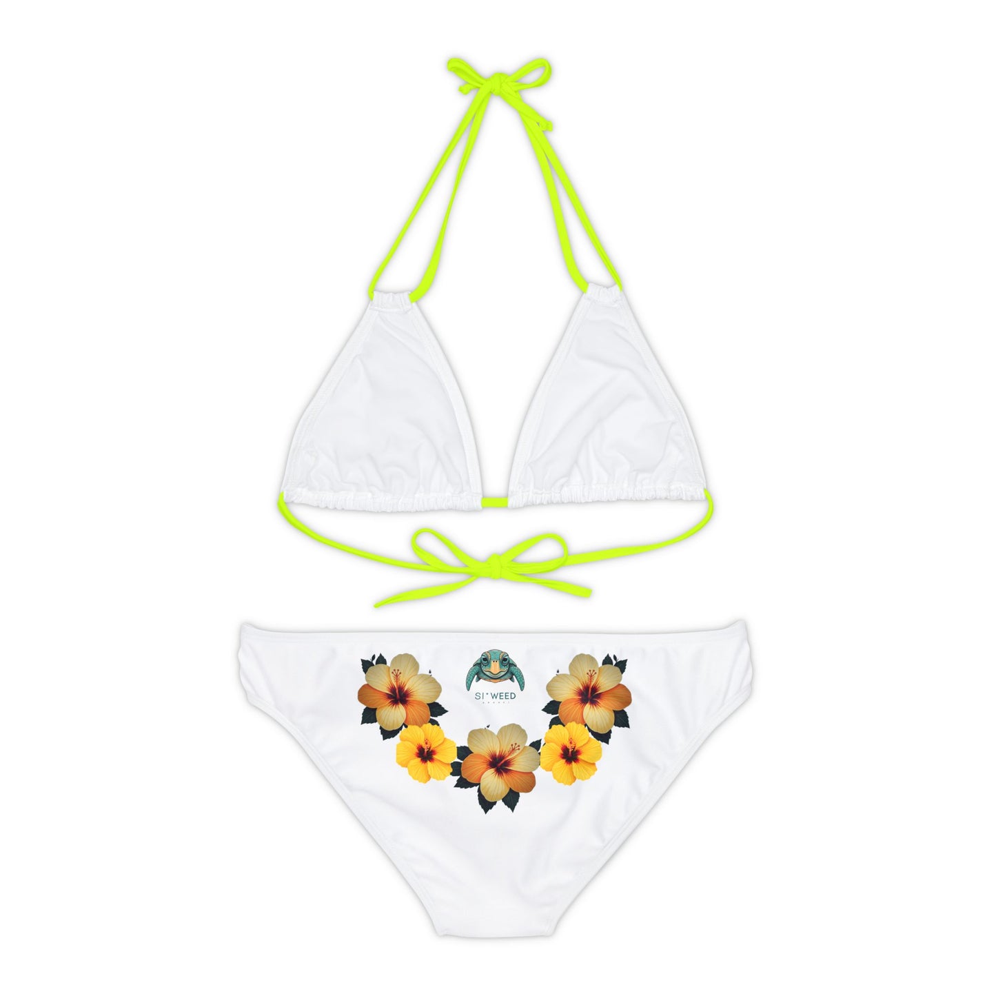 Orange Hibiscus Strappy Bikini Set (AOP)