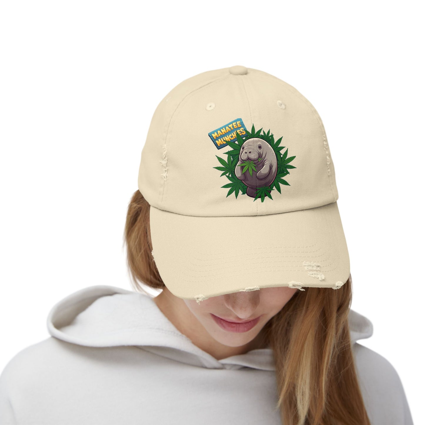 Manatee Munchies Unisex Distressed Cap