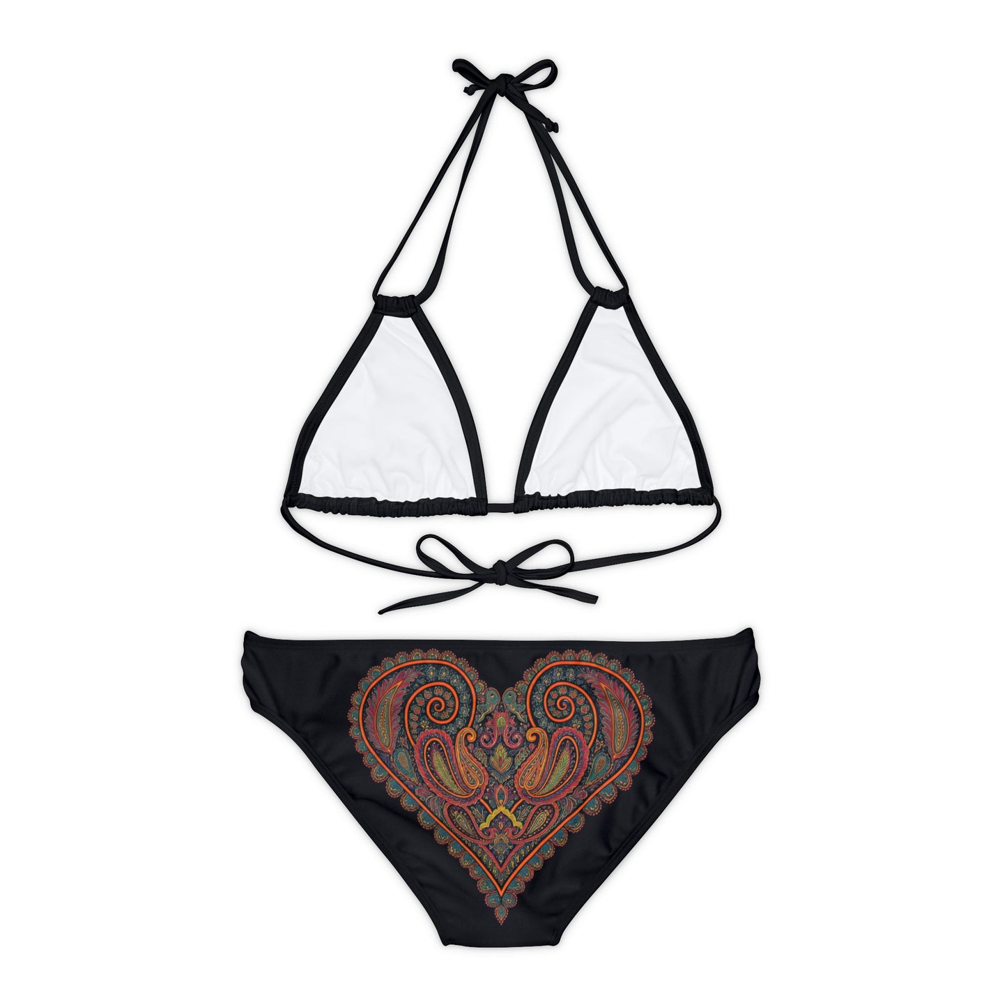 Paisley Heart Strappy Bikini Set (AOP)