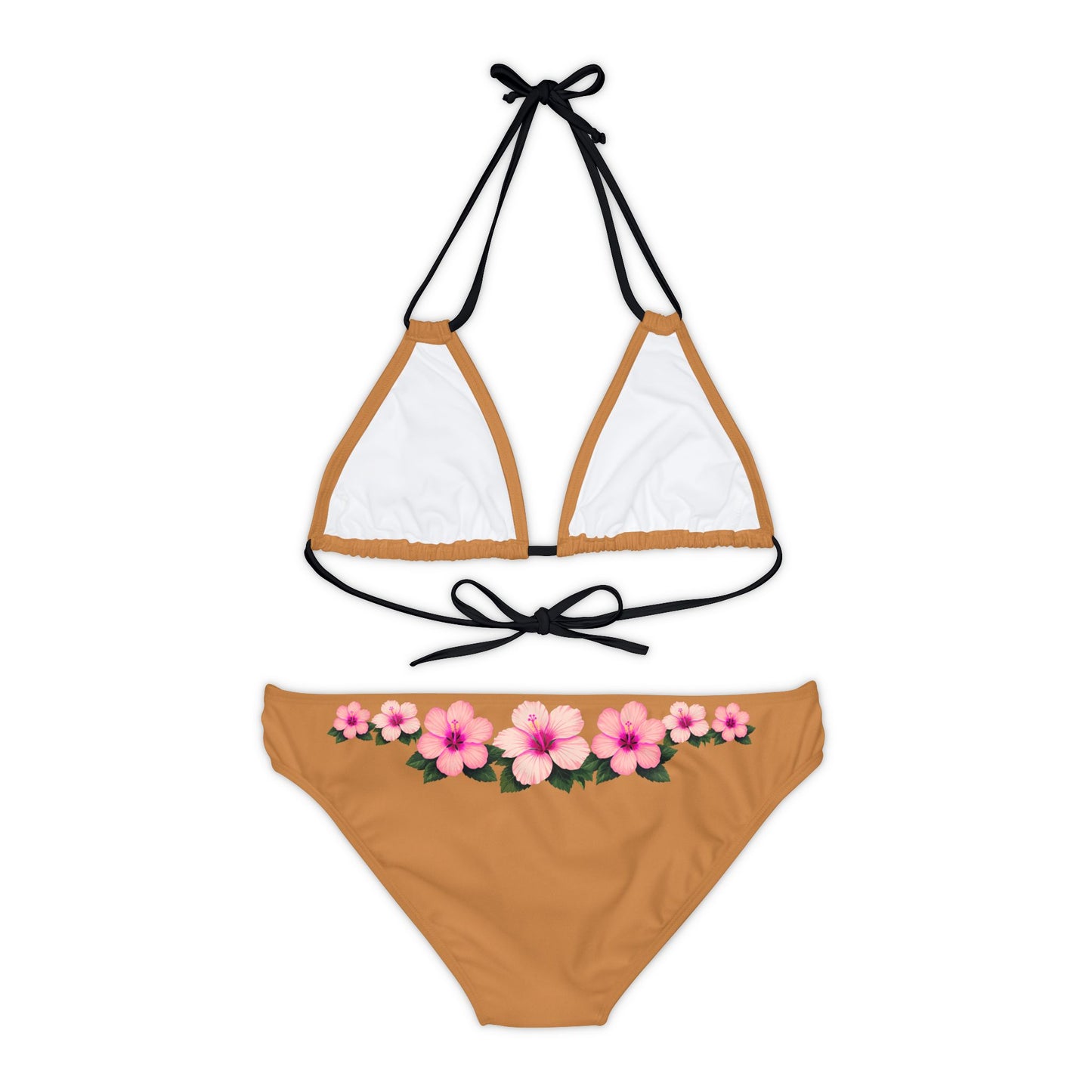 Pink Hibiscus Strappy Bikini Set (AOP)