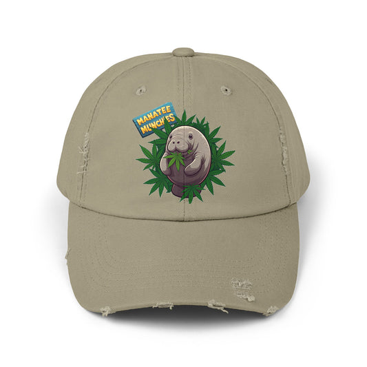 Manatee Munchies Unisex Distressed Cap