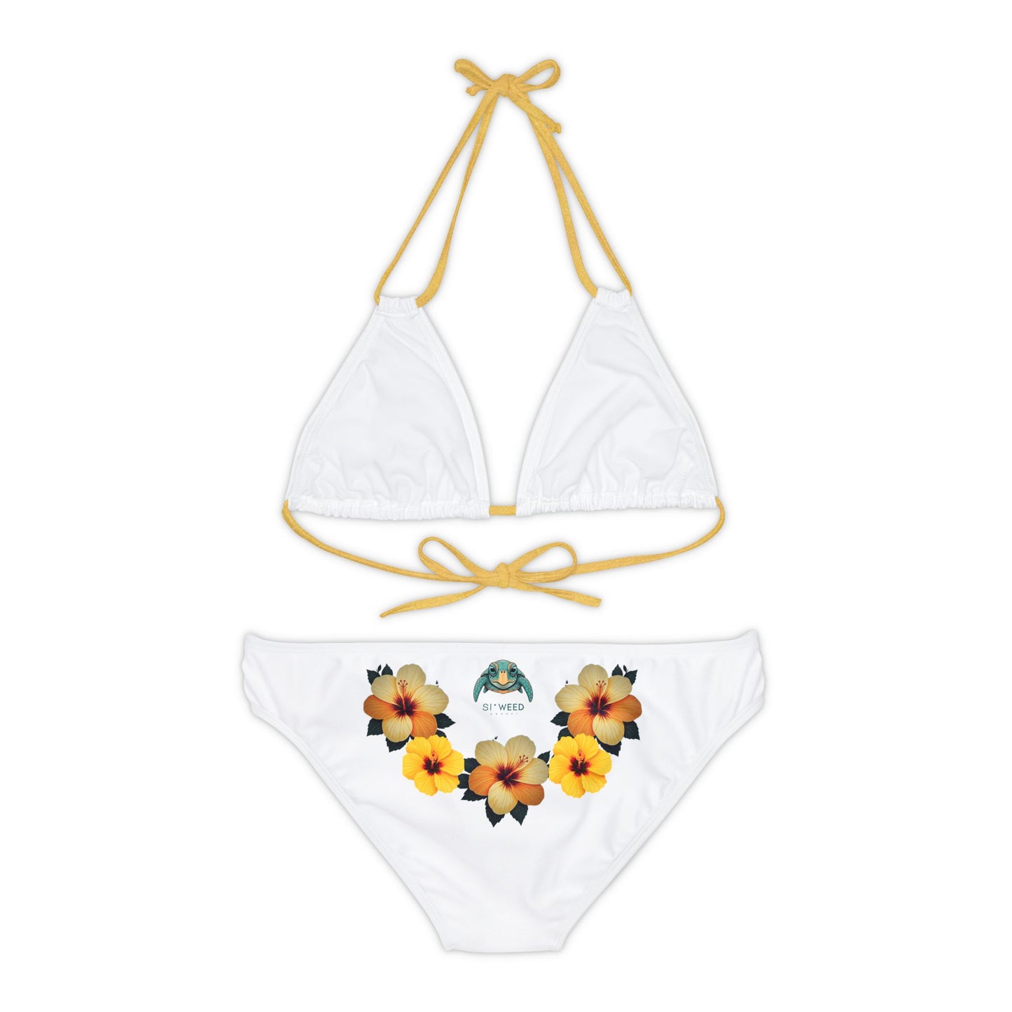 Orange Hibiscus Strappy Bikini Set (AOP)