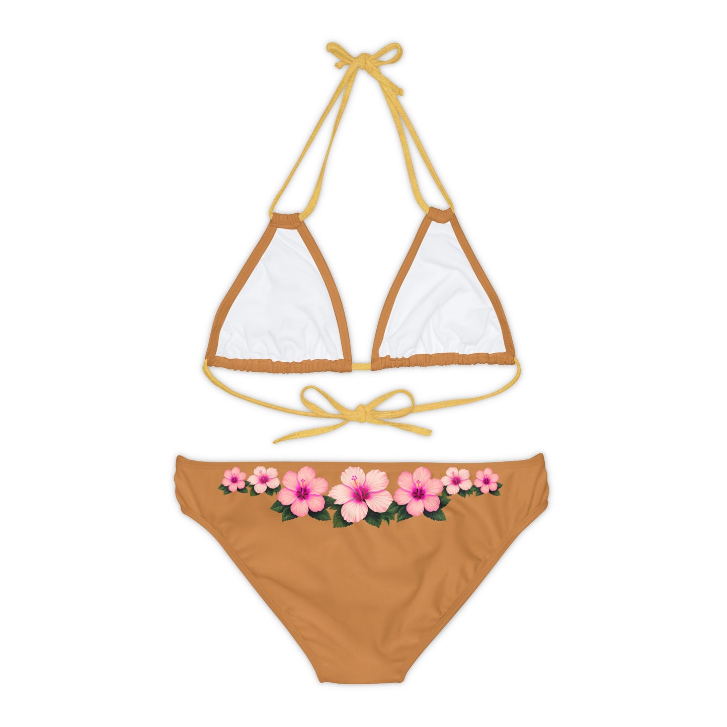 Pink Hibiscus Strappy Bikini Set (AOP)
