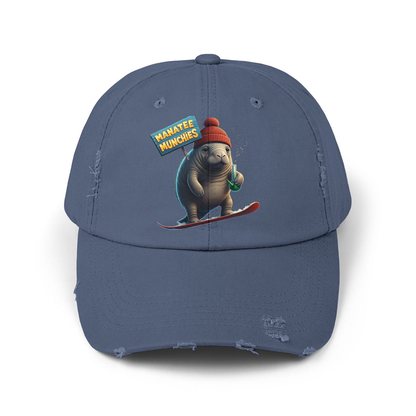 Manatee Munchies Winter Edition Unisex Distressed Cap