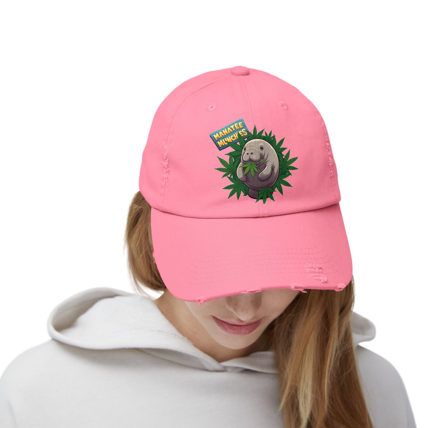 Manatee Munchies Unisex Distressed Cap