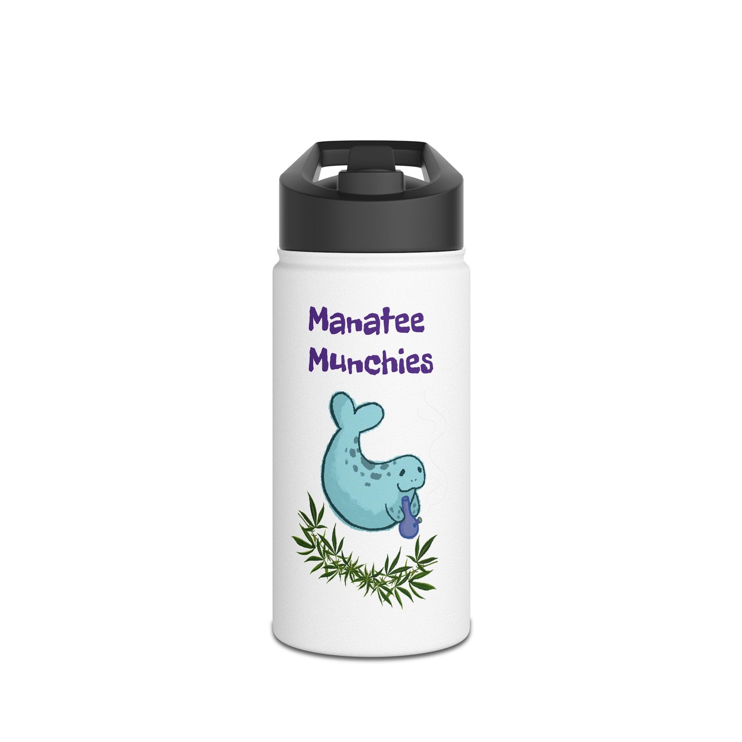 Manatee Munchies OG Edition Stainless Steel Water Bottle, Standard Lid