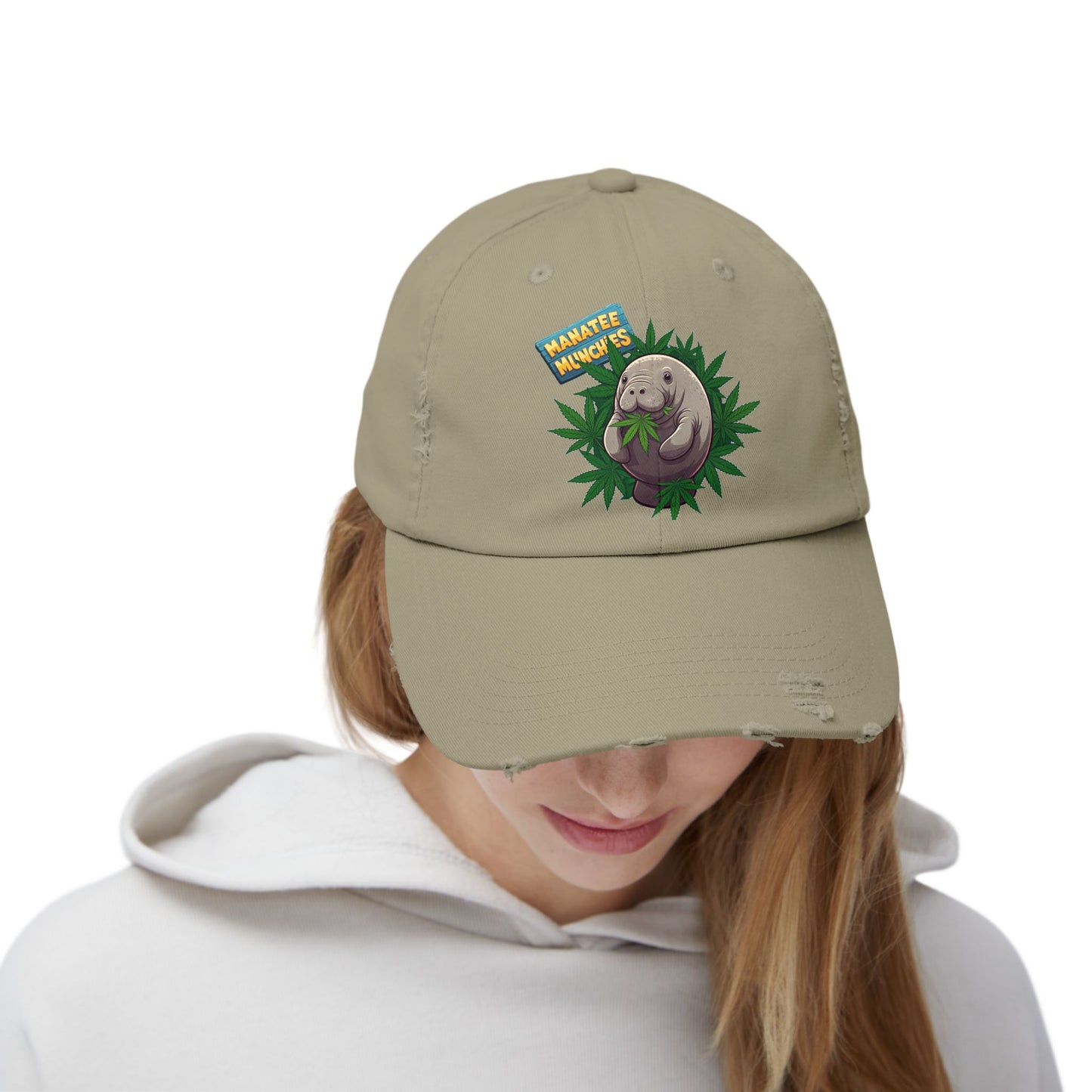 Manatee Munchies Unisex Distressed Cap