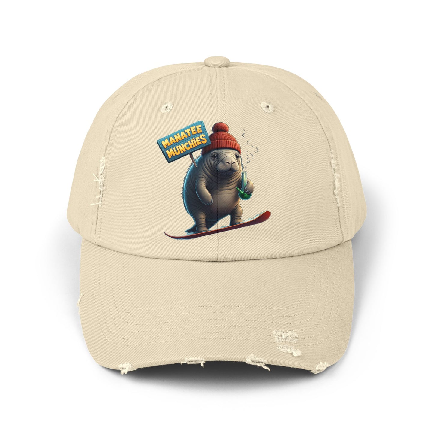 Manatee Munchies Winter Edition Unisex Distressed Cap