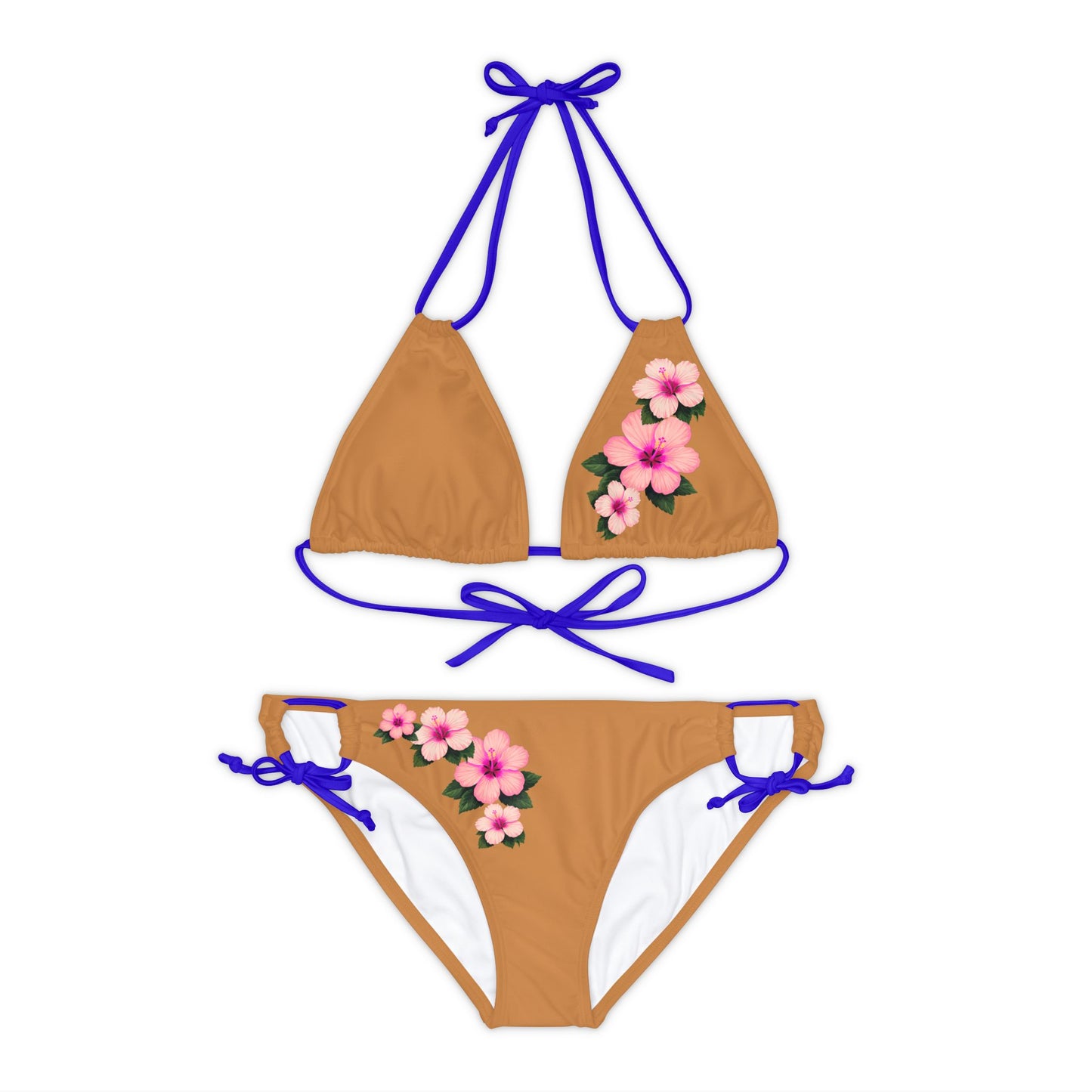 Pink Hibiscus Strappy Bikini Set (AOP)