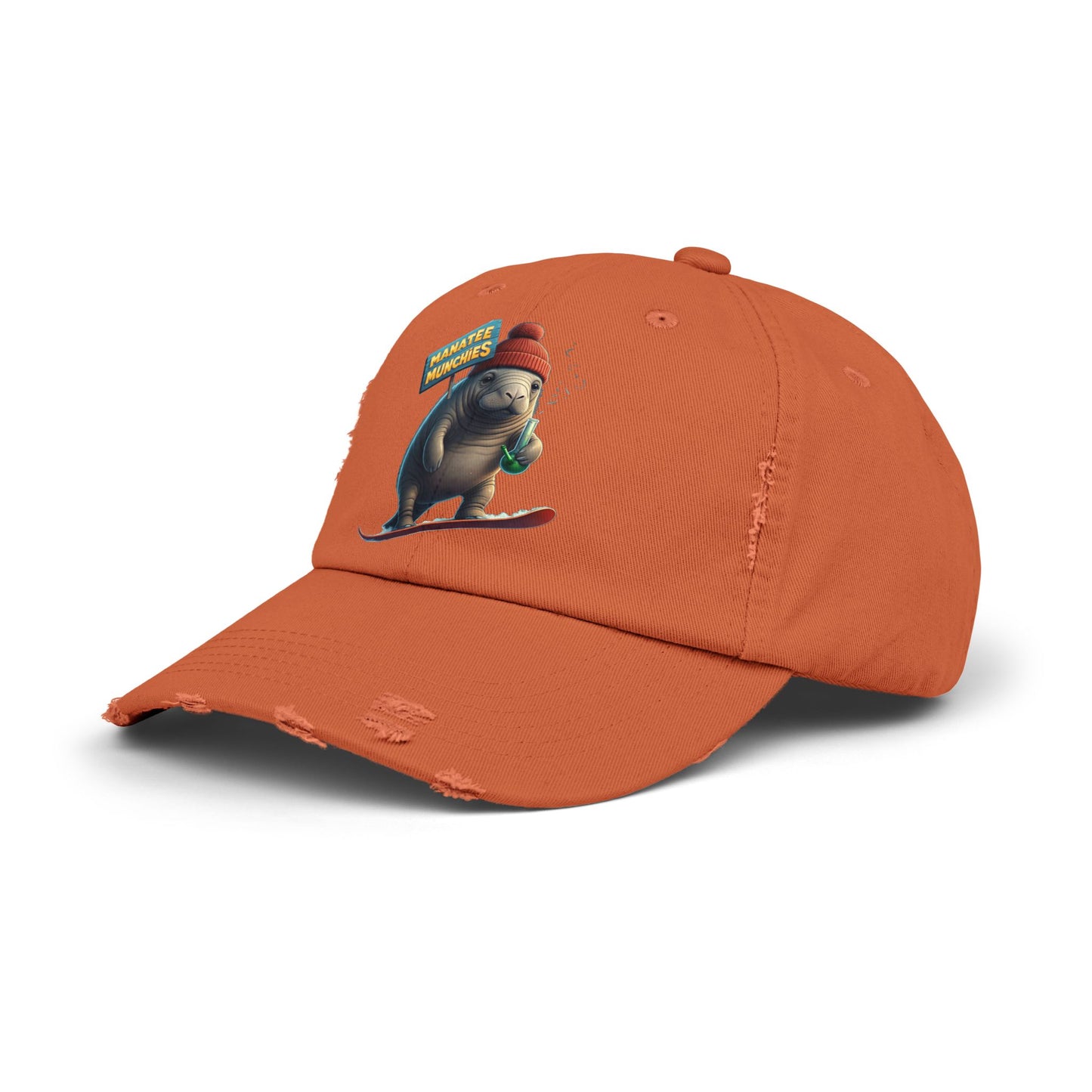 Manatee Munchies Winter Edition Unisex Distressed Cap
