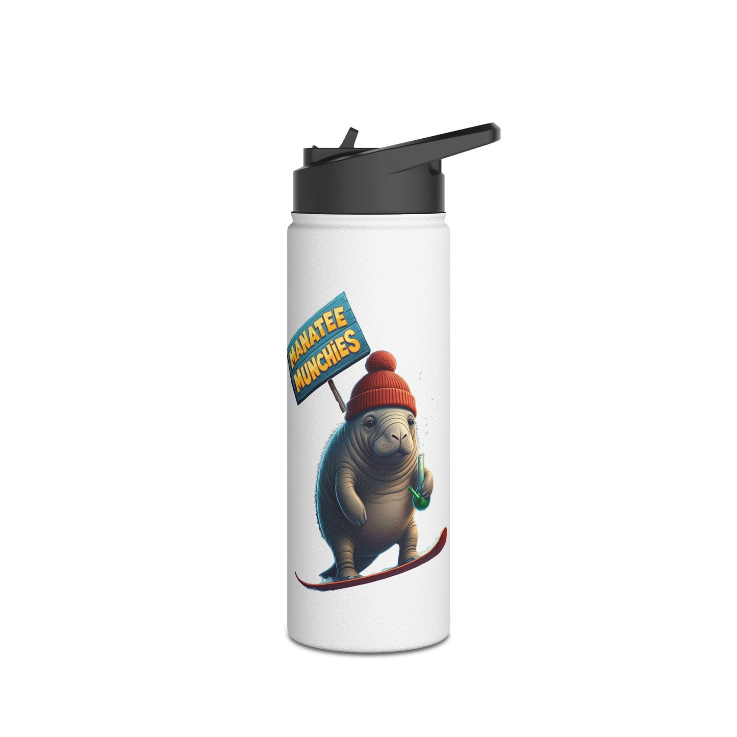 Manatee Munchies - Winter Edition Stainless Steel Water Bottle, Standard Lid