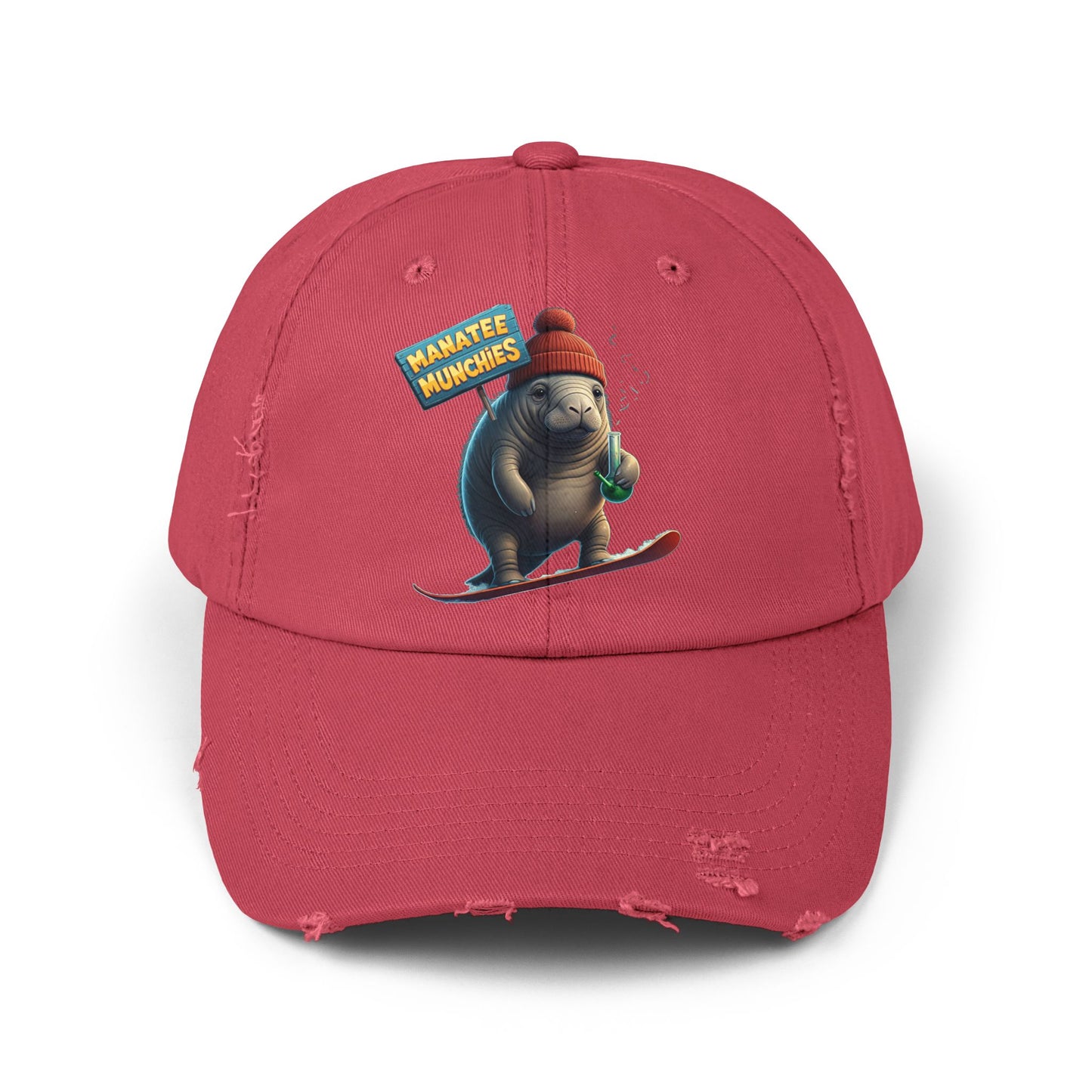 Manatee Munchies Winter Edition Unisex Distressed Cap