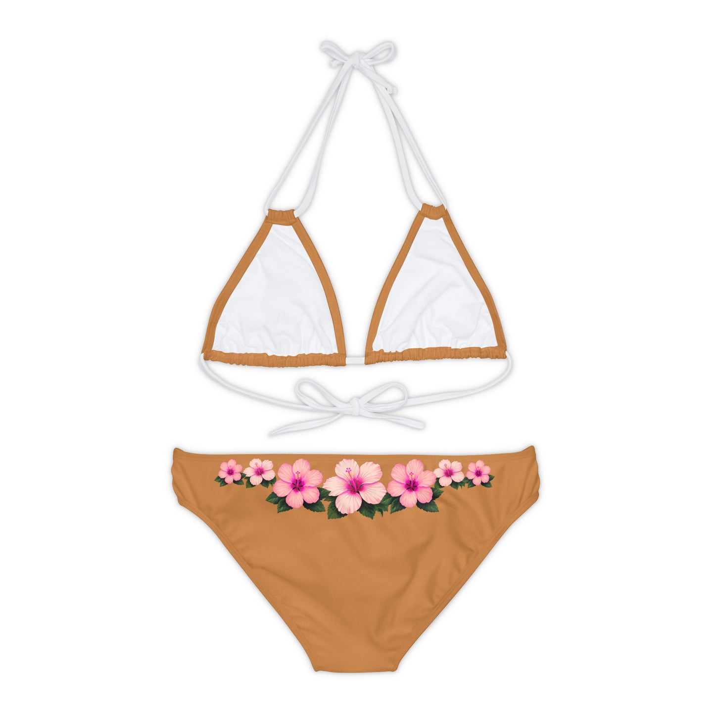 Pink Hibiscus Strappy Bikini Set (AOP)