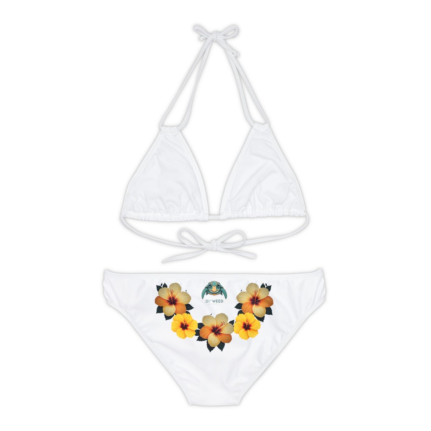 Orange Hibiscus Strappy Bikini Set (AOP)