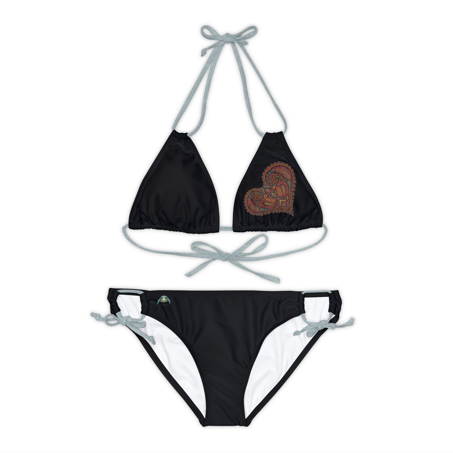 Paisley Heart Strappy Bikini Set (AOP)