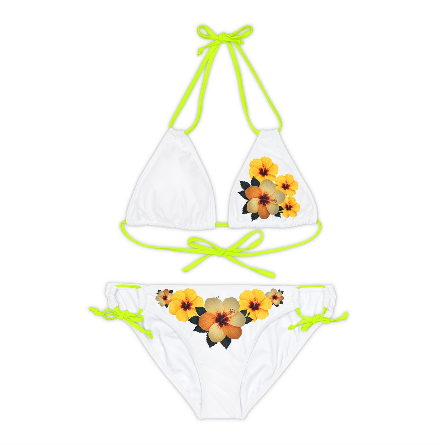 Orange Hibiscus Strappy Bikini Set (AOP)