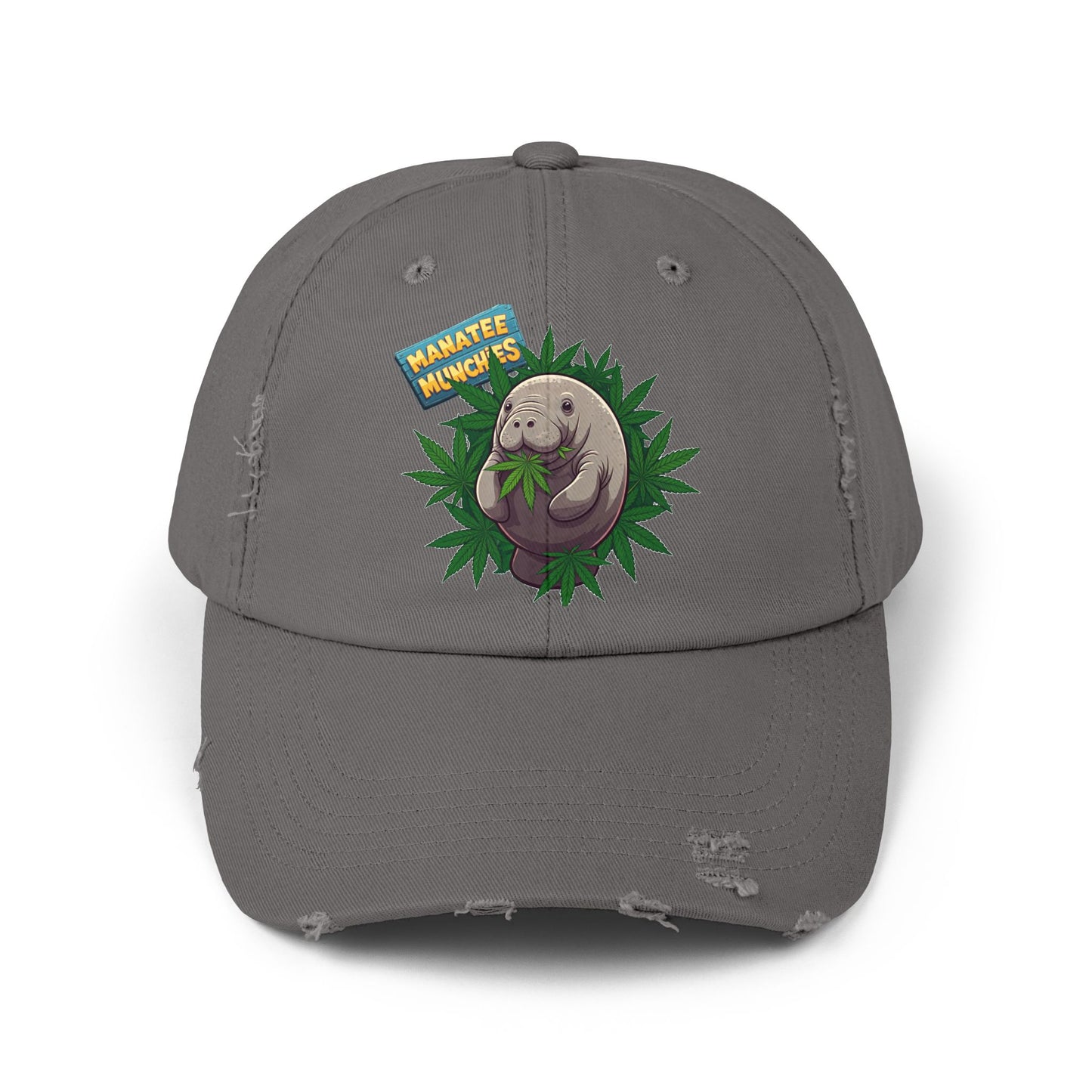 Manatee Munchies Unisex Distressed Cap