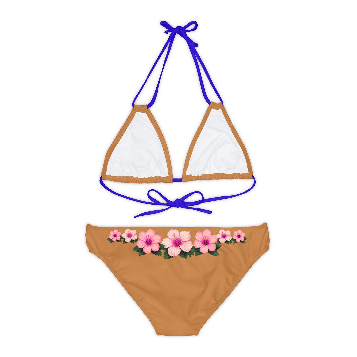 Pink Hibiscus Strappy Bikini Set (AOP)