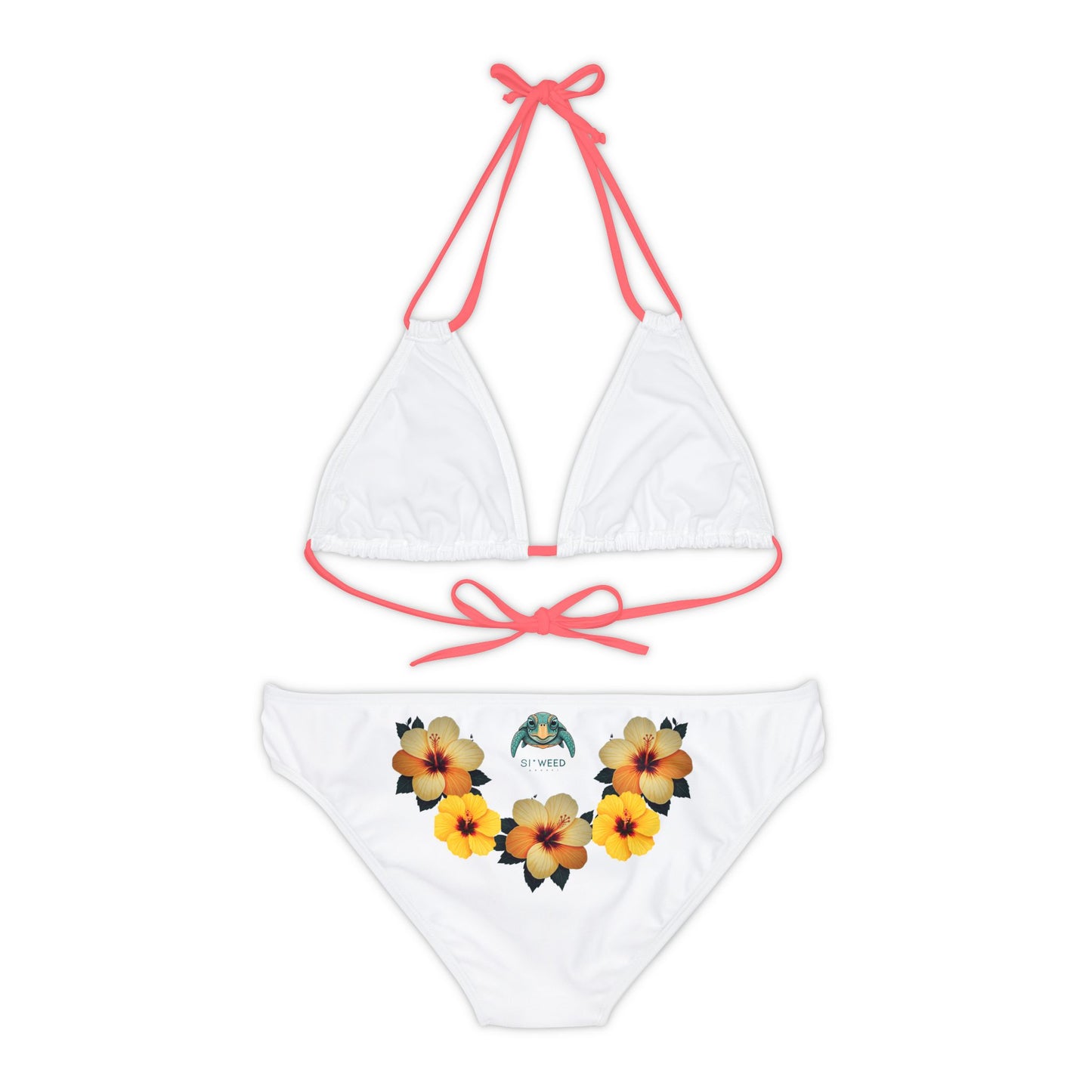 Orange Hibiscus Strappy Bikini Set (AOP)