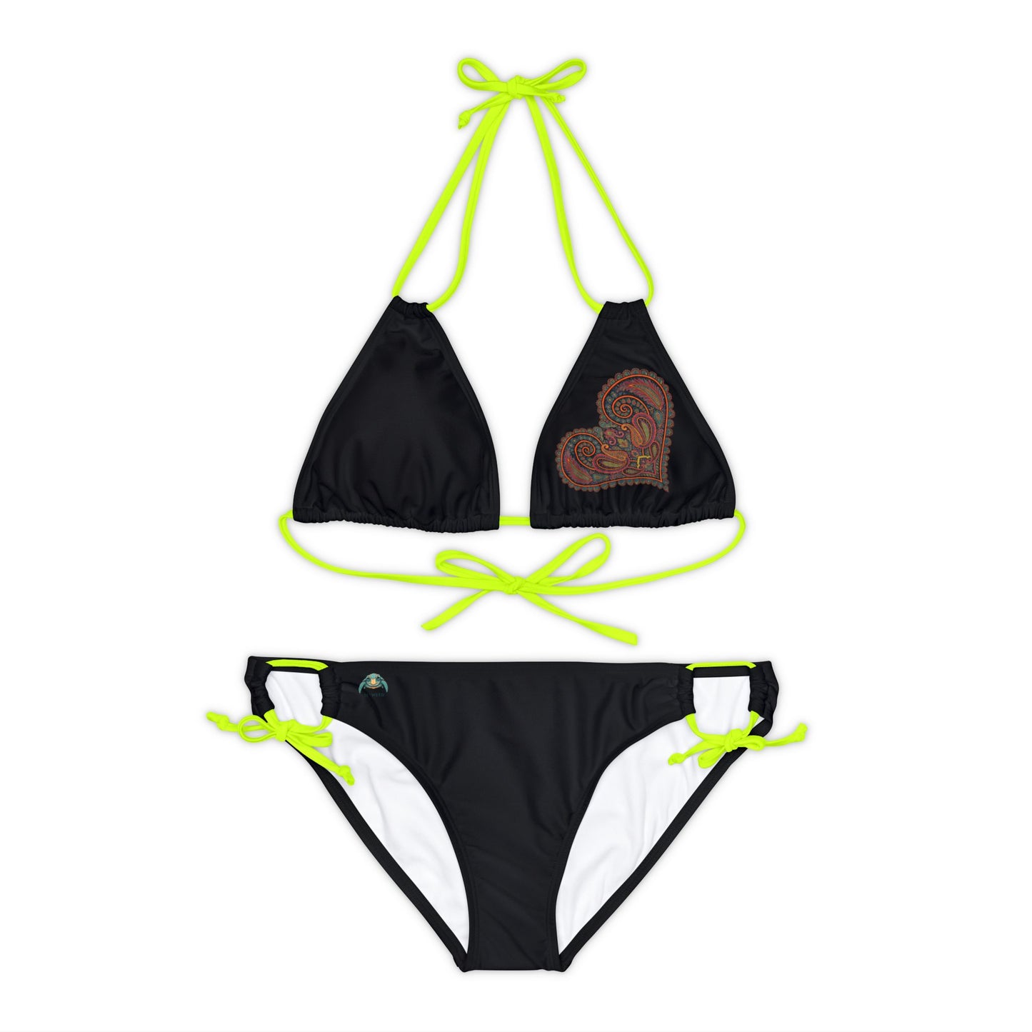 Paisley Heart Strappy Bikini Set (AOP)