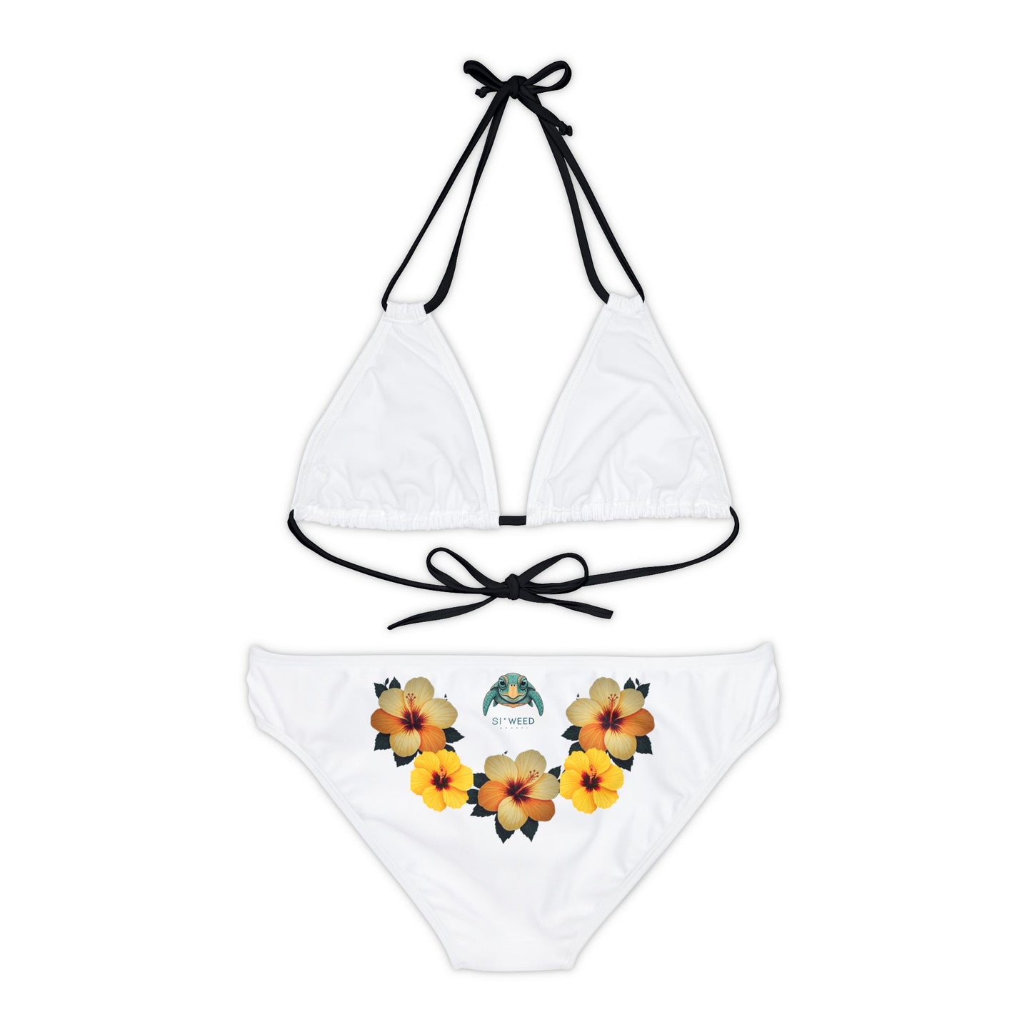 Orange Hibiscus Strappy Bikini Set (AOP)