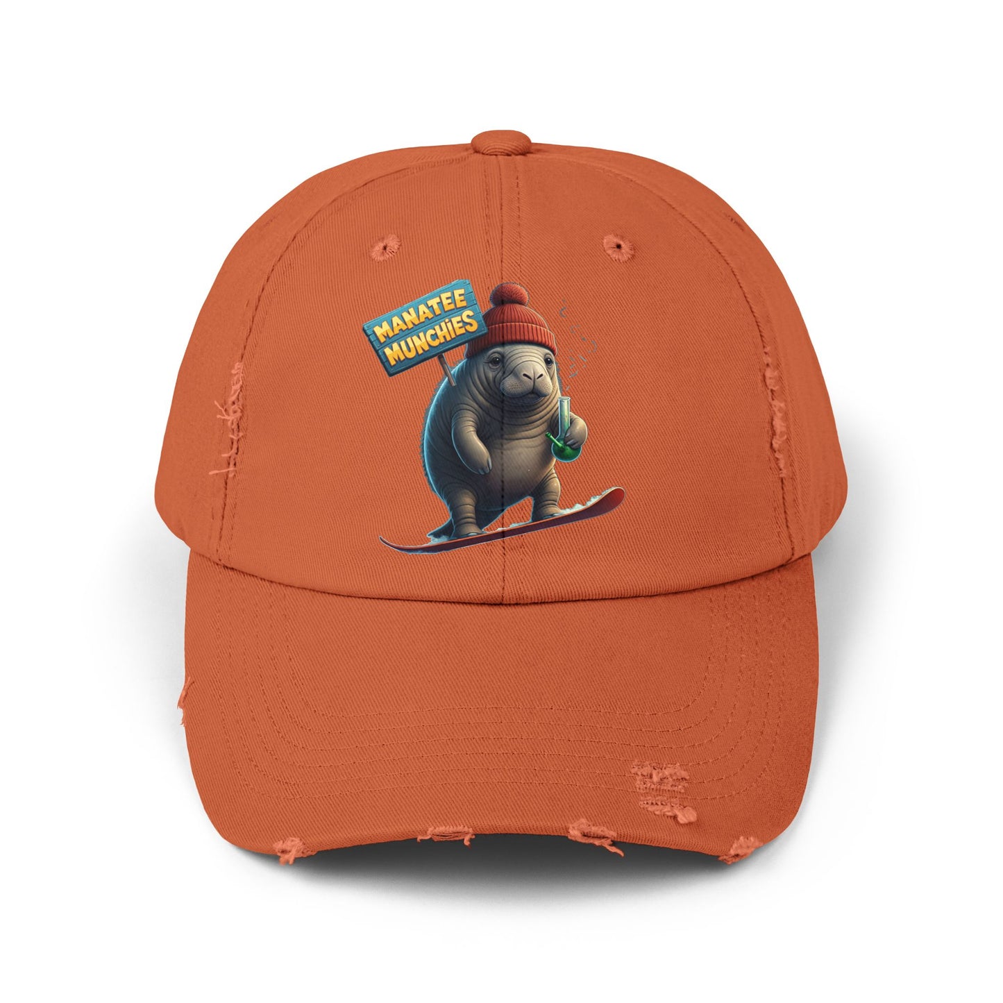 Manatee Munchies Winter Edition Unisex Distressed Cap