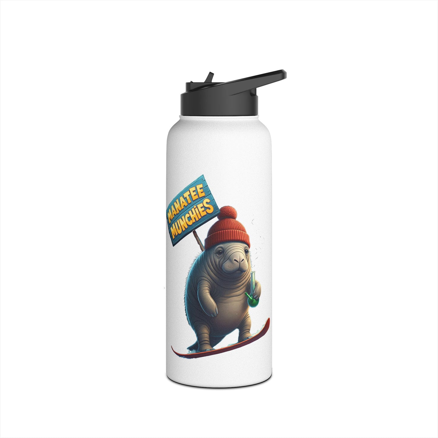 Manatee Munchies - Winter Edition Stainless Steel Water Bottle, Standard Lid