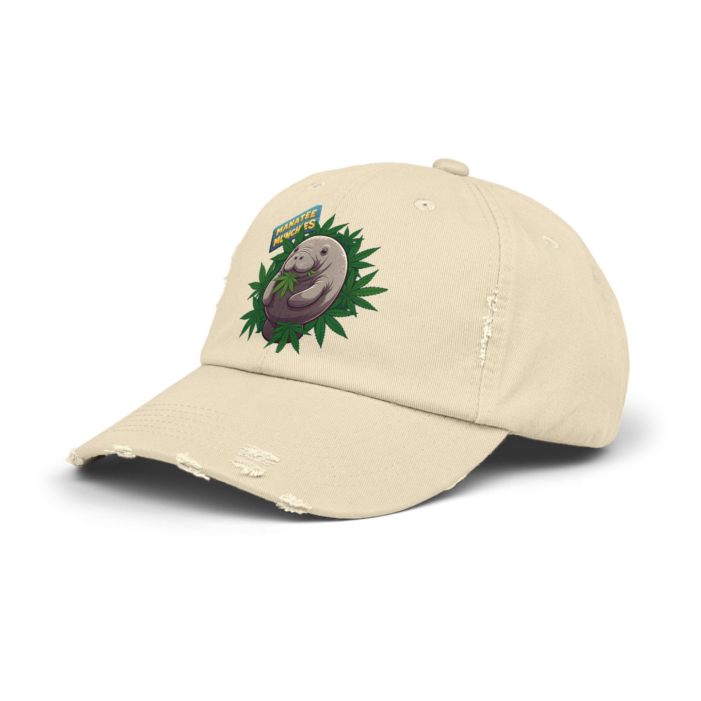 Manatee Munchies Unisex Distressed Cap