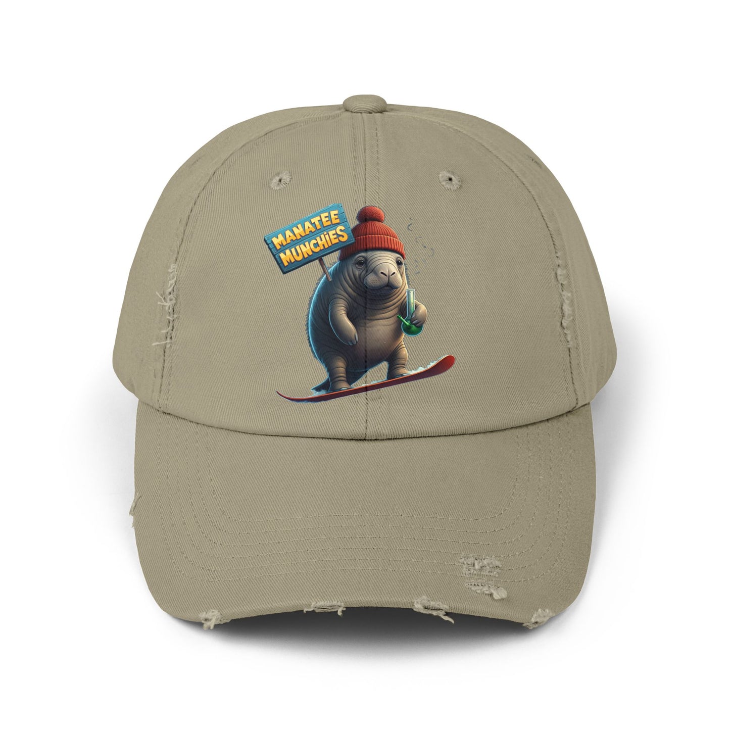 Manatee Munchies Winter Edition Unisex Distressed Cap