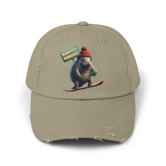 Manatee Munchies Winter Edition Unisex Distressed Cap