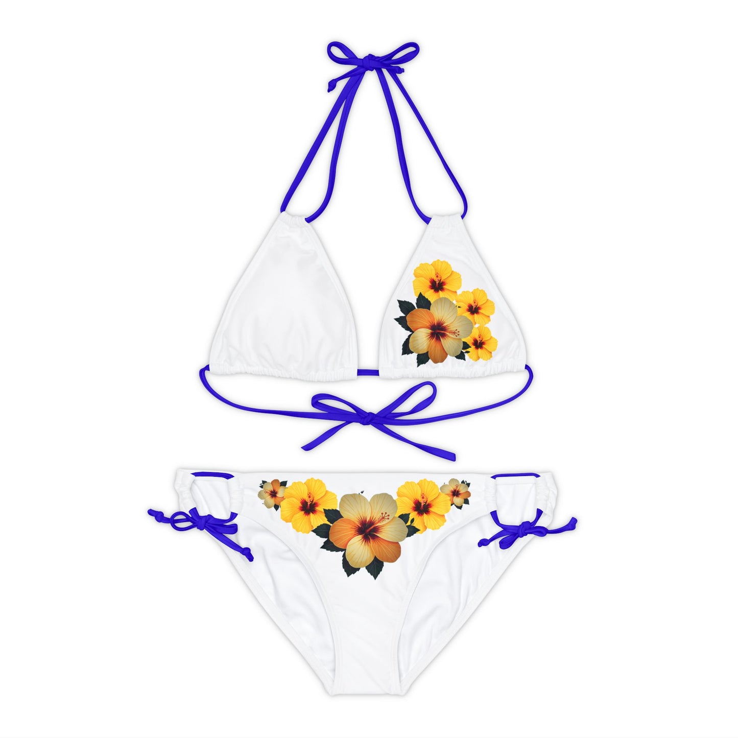 Orange Hibiscus Strappy Bikini Set (AOP)