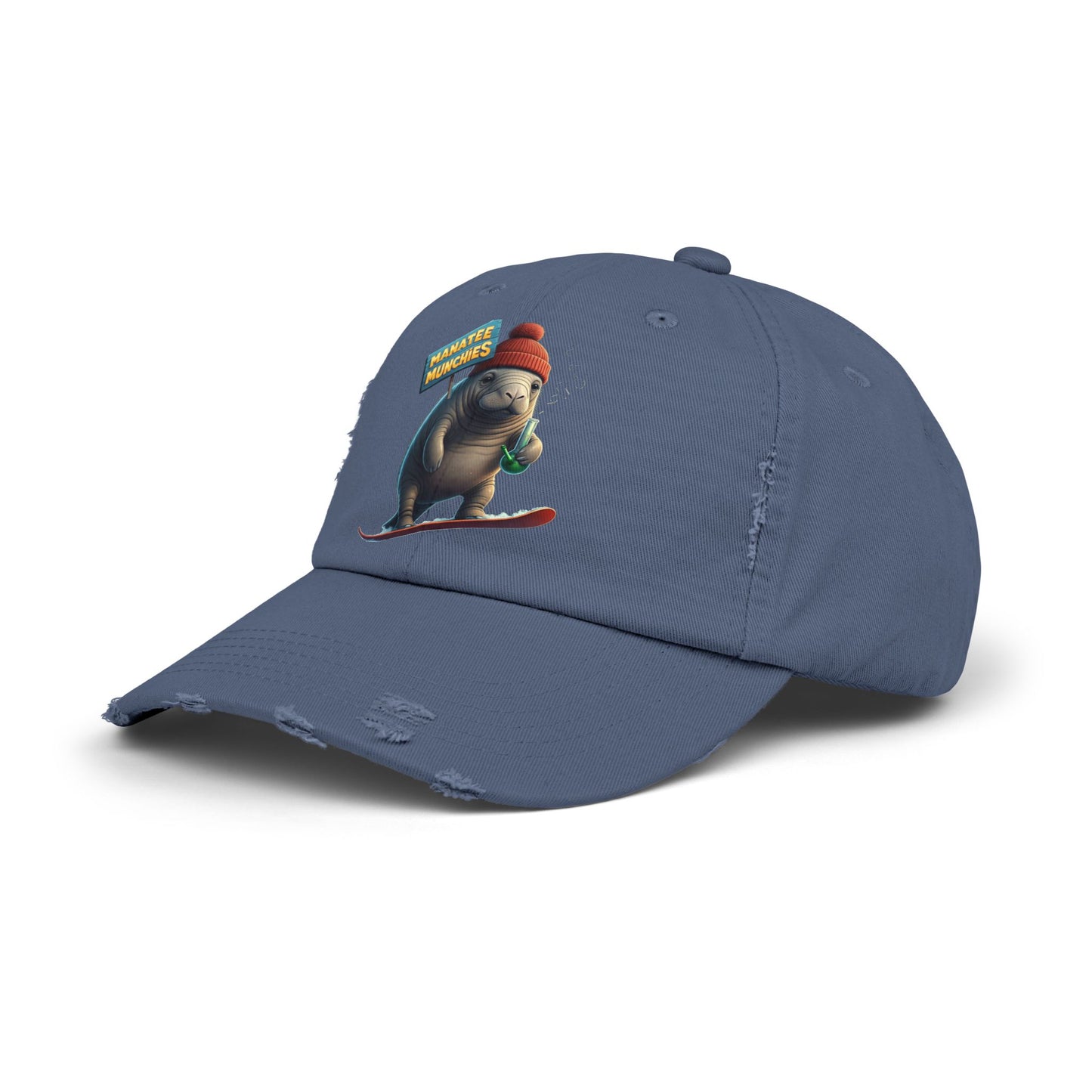 Manatee Munchies Winter Edition Unisex Distressed Cap
