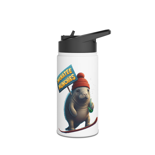 Manatee Munchies - Winter Edition Stainless Steel Water Bottle, Standard Lid