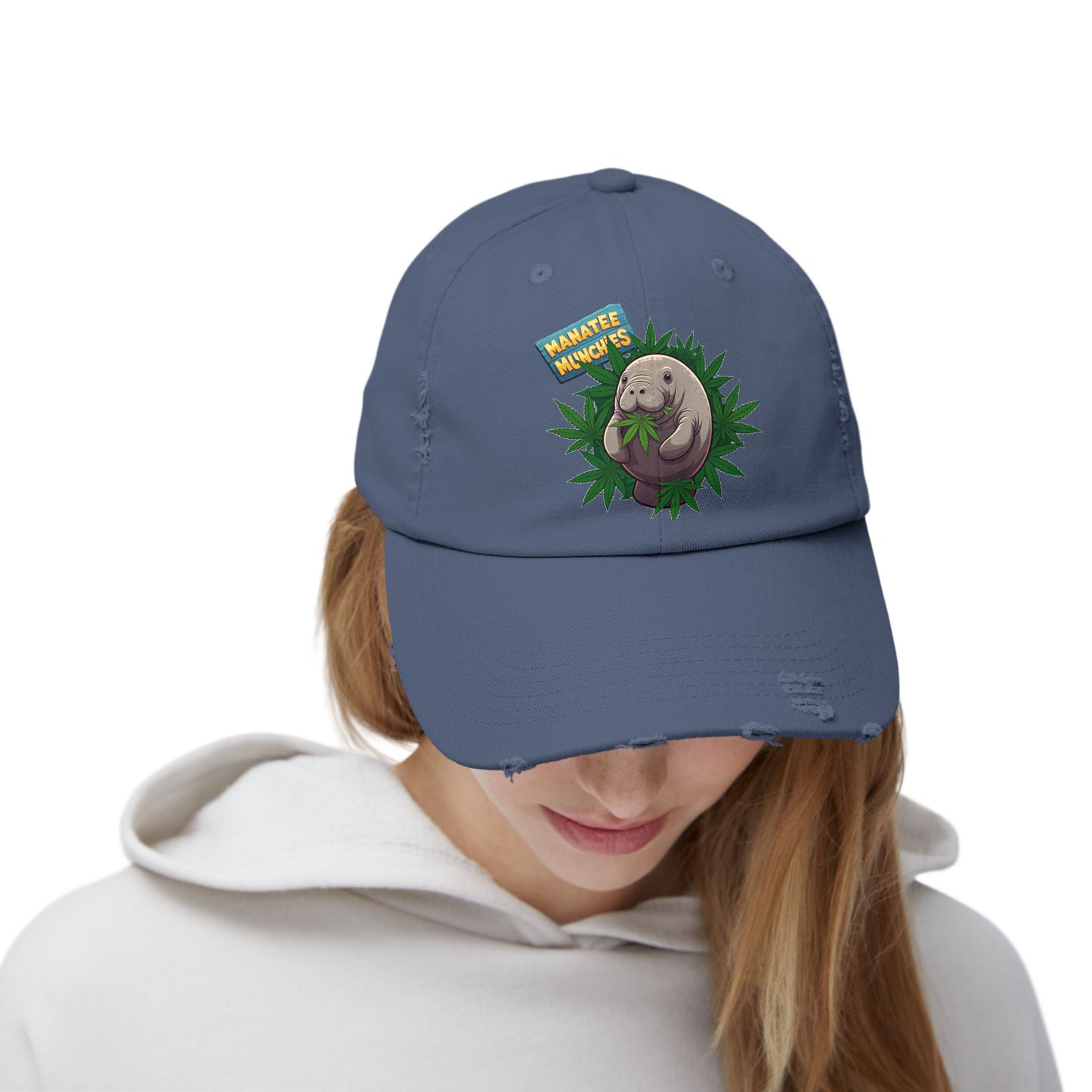 Manatee Munchies Unisex Distressed Cap