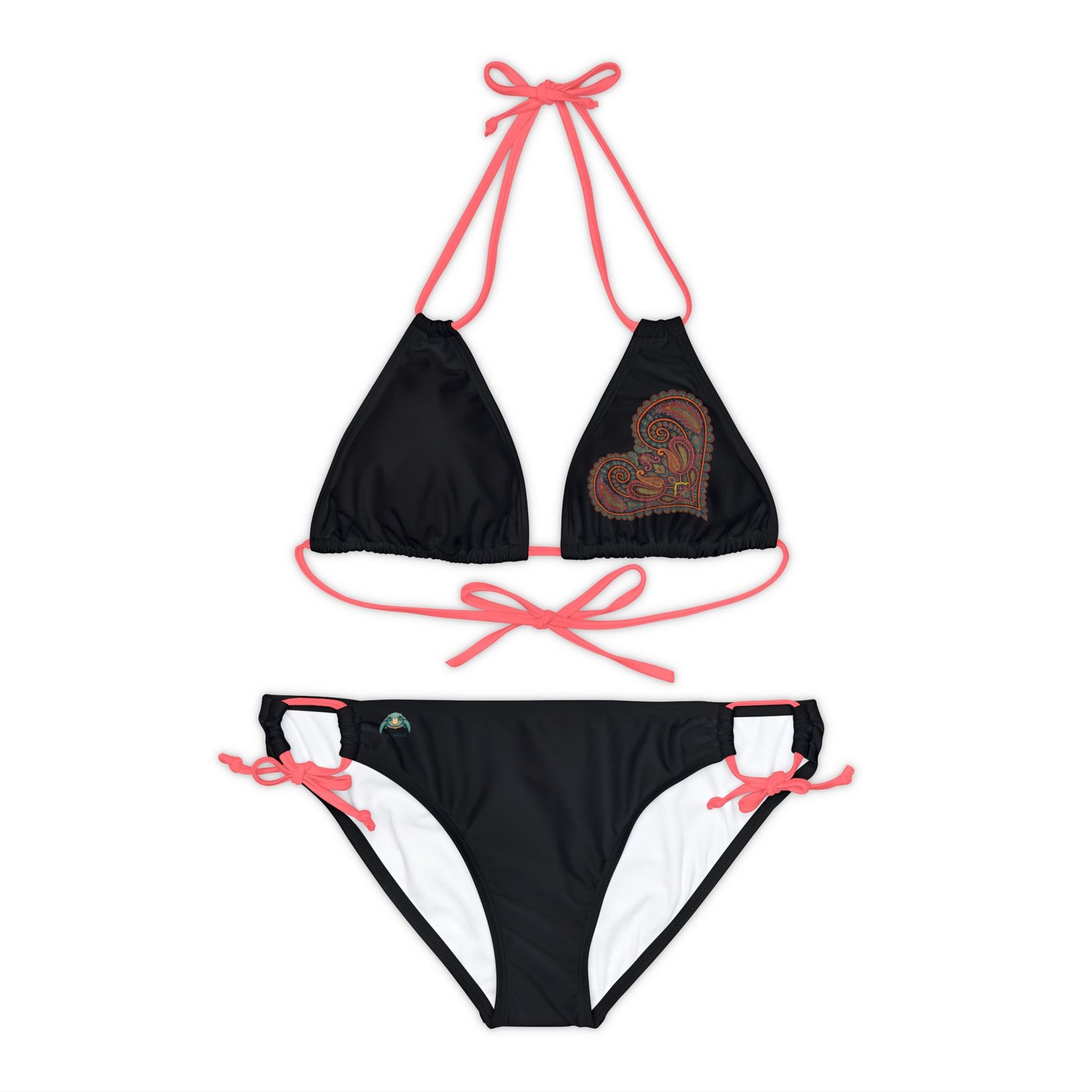 Paisley Heart Strappy Bikini Set (AOP)