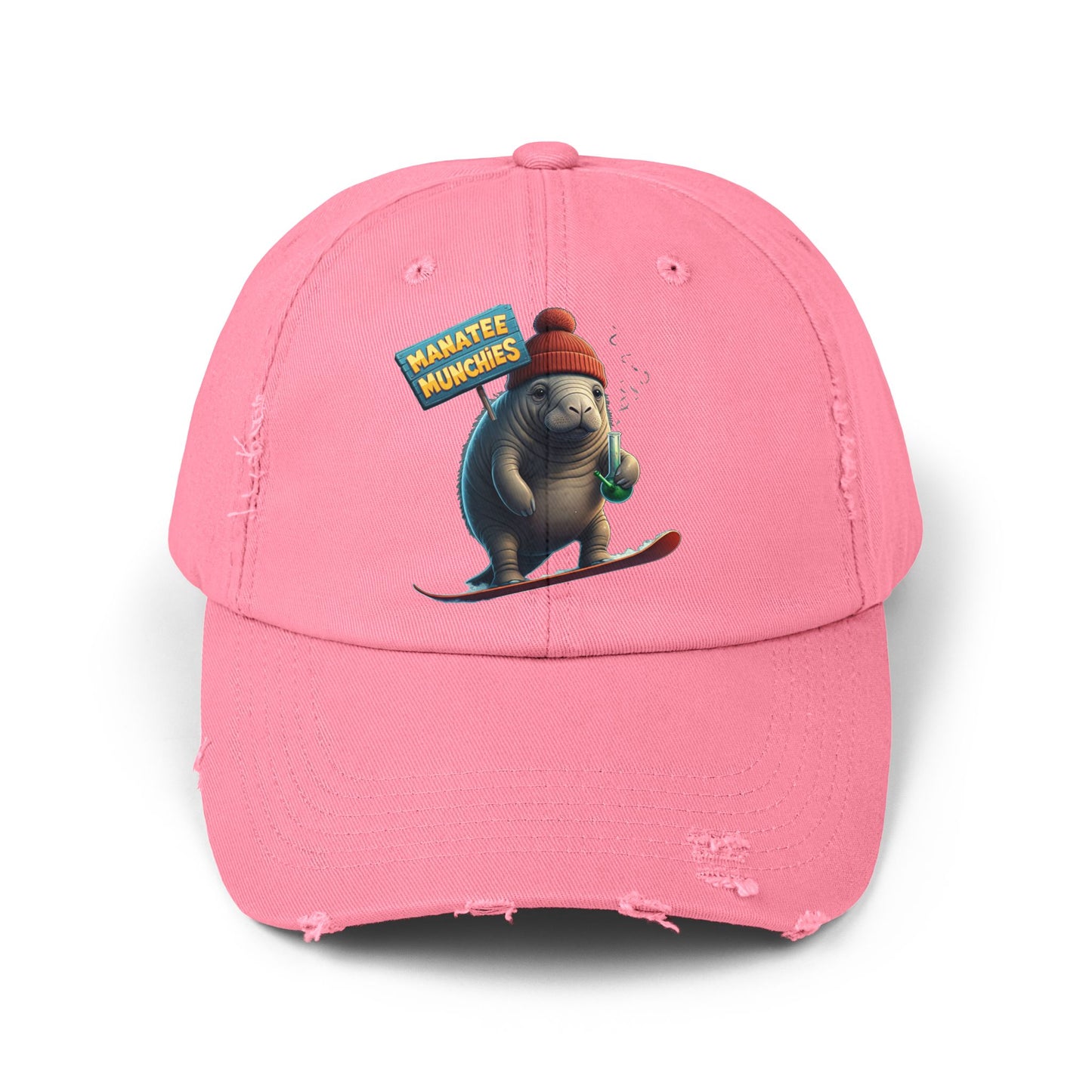 Manatee Munchies Winter Edition Unisex Distressed Cap