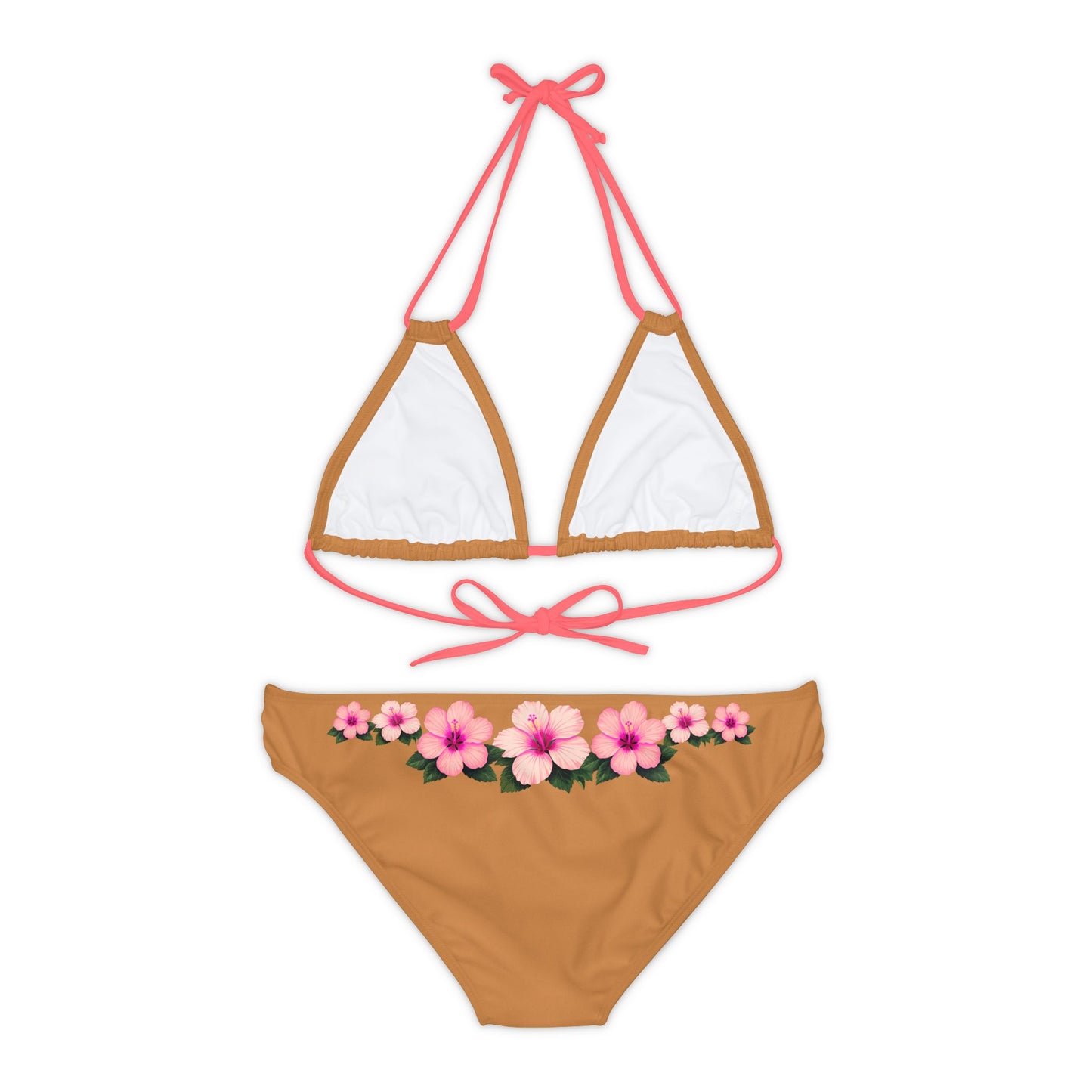 Pink Hibiscus Strappy Bikini Set (AOP)