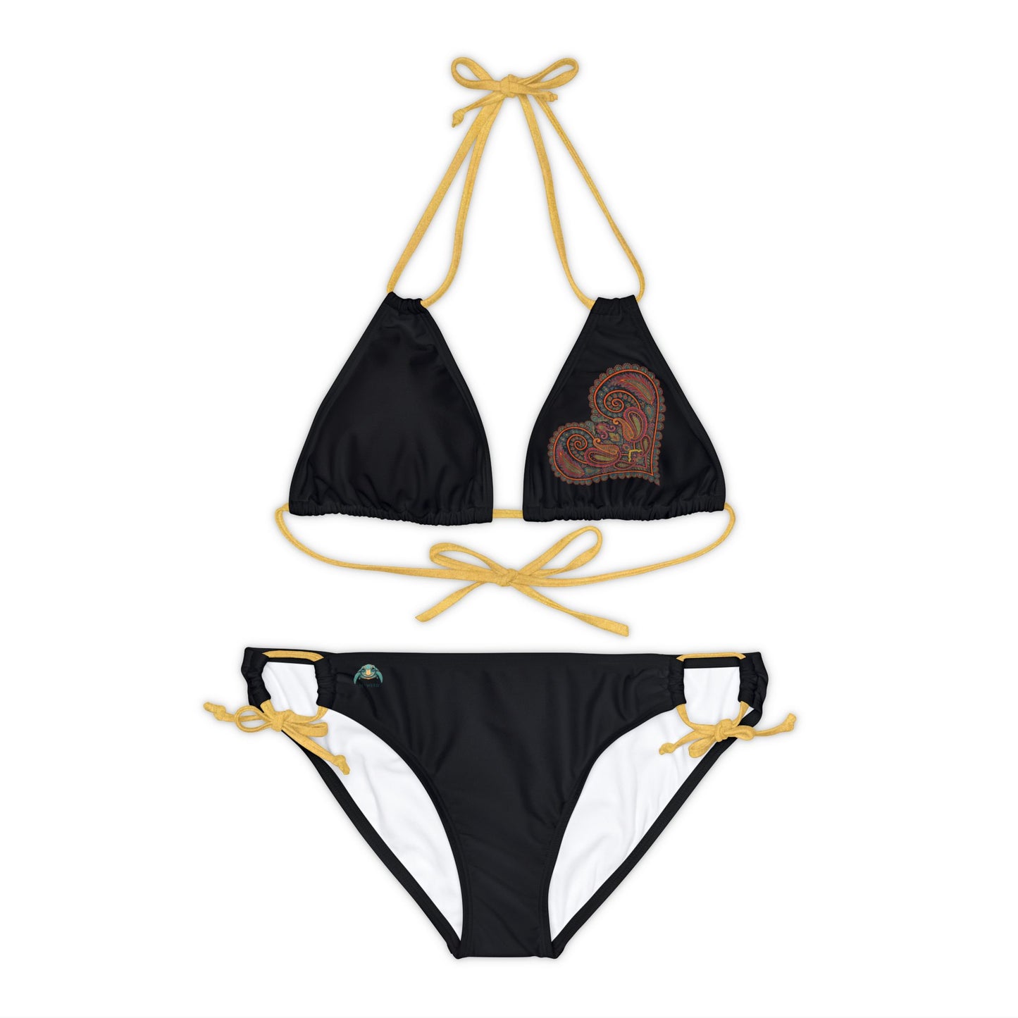 Paisley Heart Strappy Bikini Set (AOP)