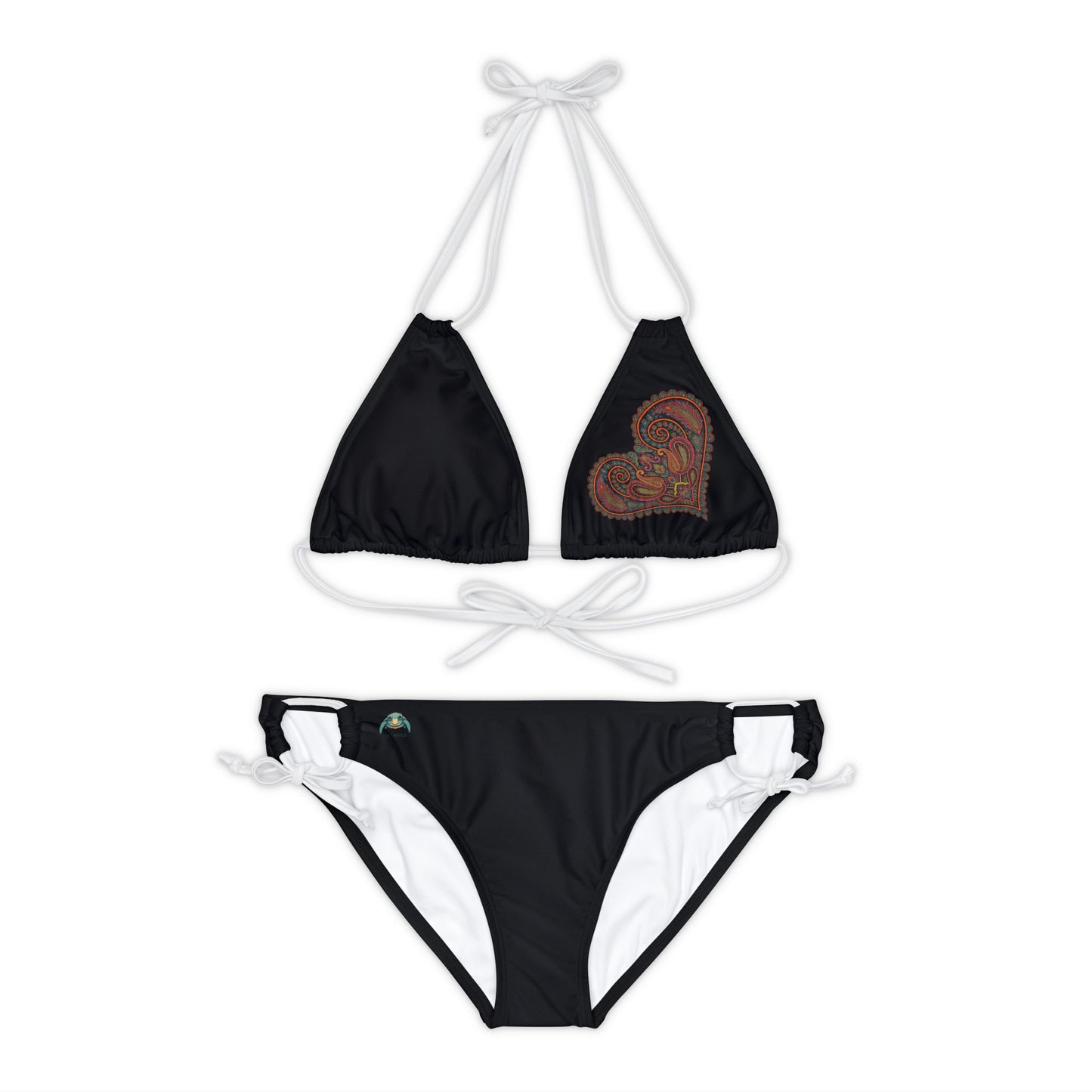 Paisley Heart Strappy Bikini Set (AOP)