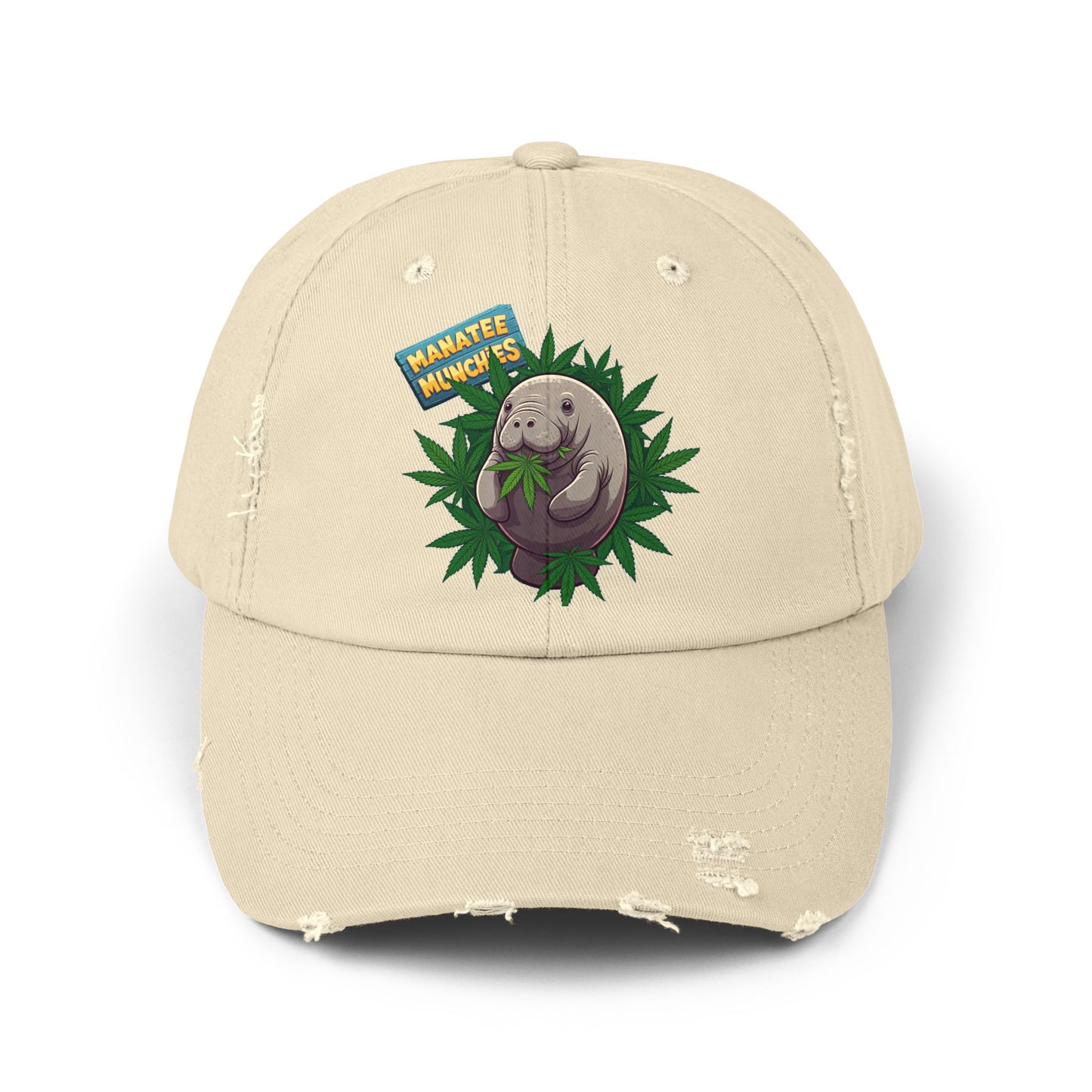 Manatee Munchies Unisex Distressed Cap