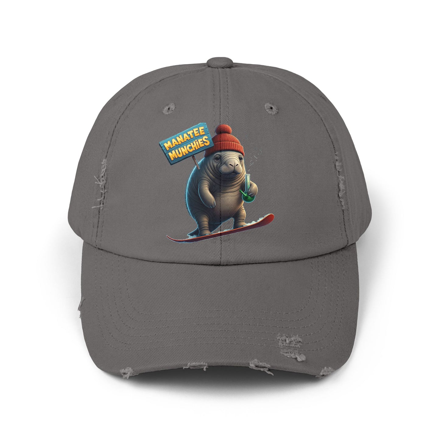 Manatee Munchies Winter Edition Unisex Distressed Cap