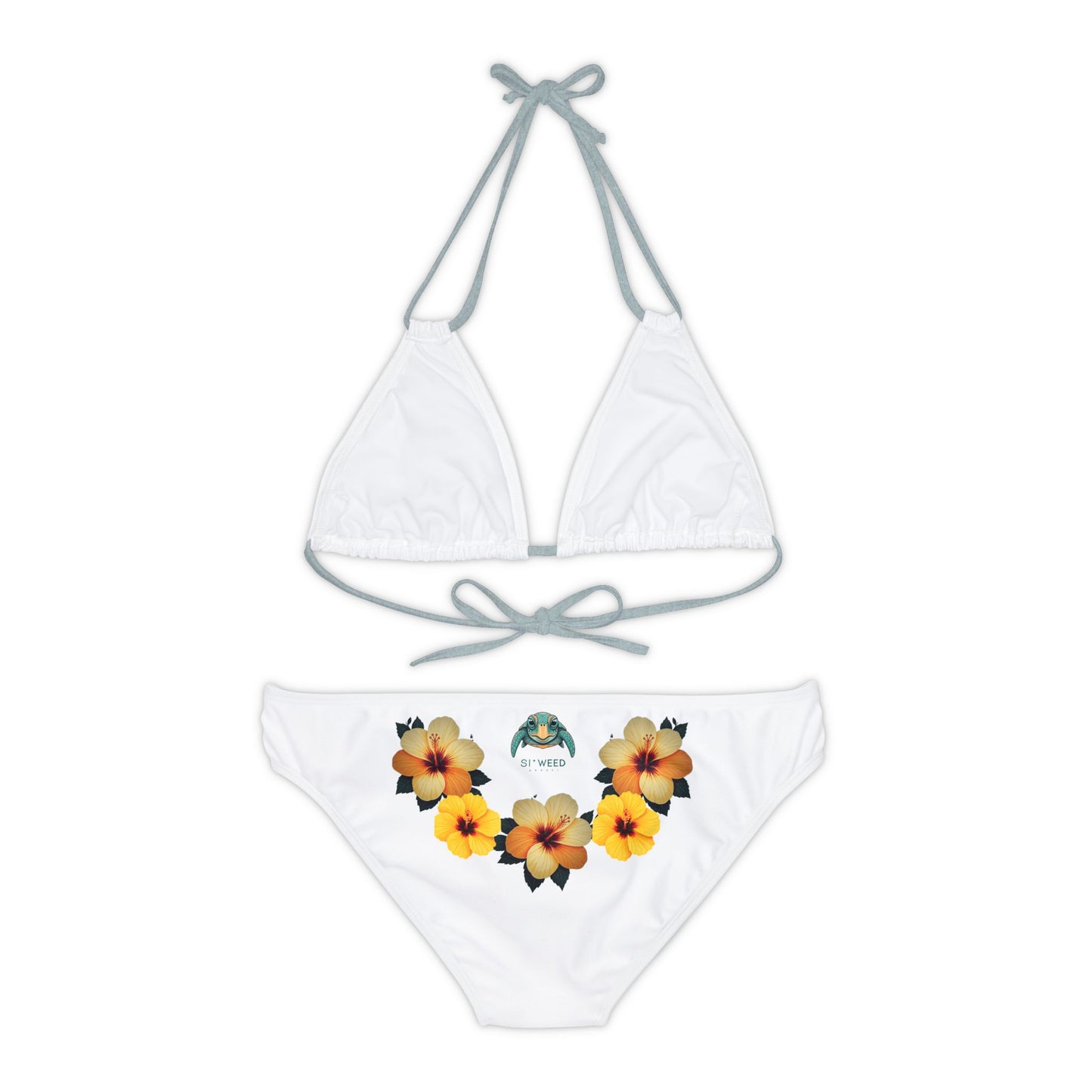 Orange Hibiscus Strappy Bikini Set (AOP)
