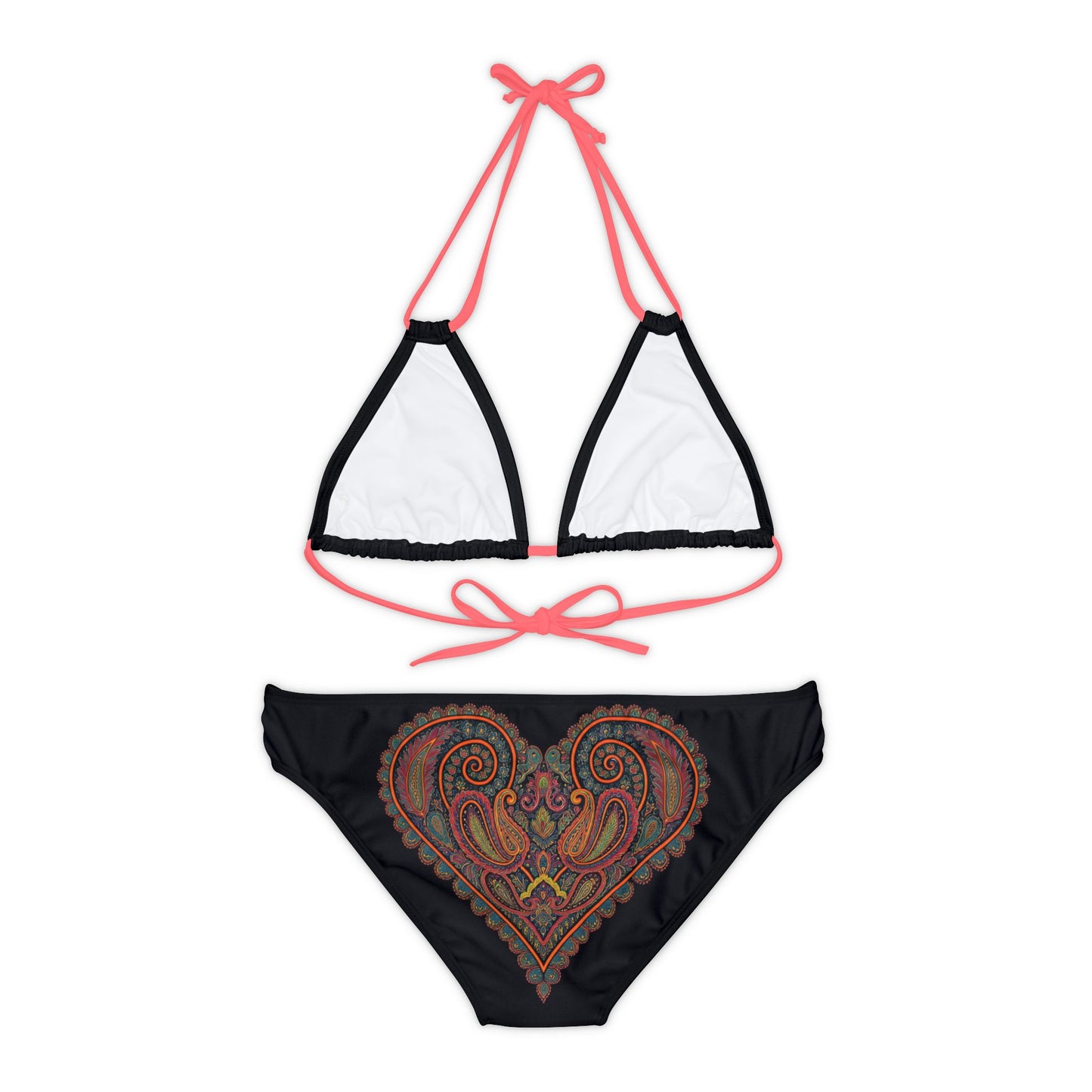 Paisley Heart Strappy Bikini Set (AOP)