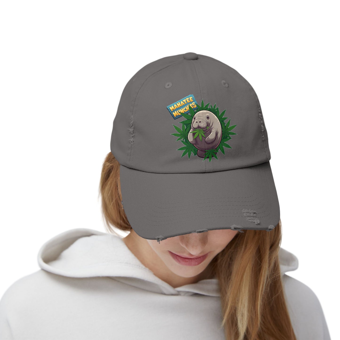 Manatee Munchies Unisex Distressed Cap