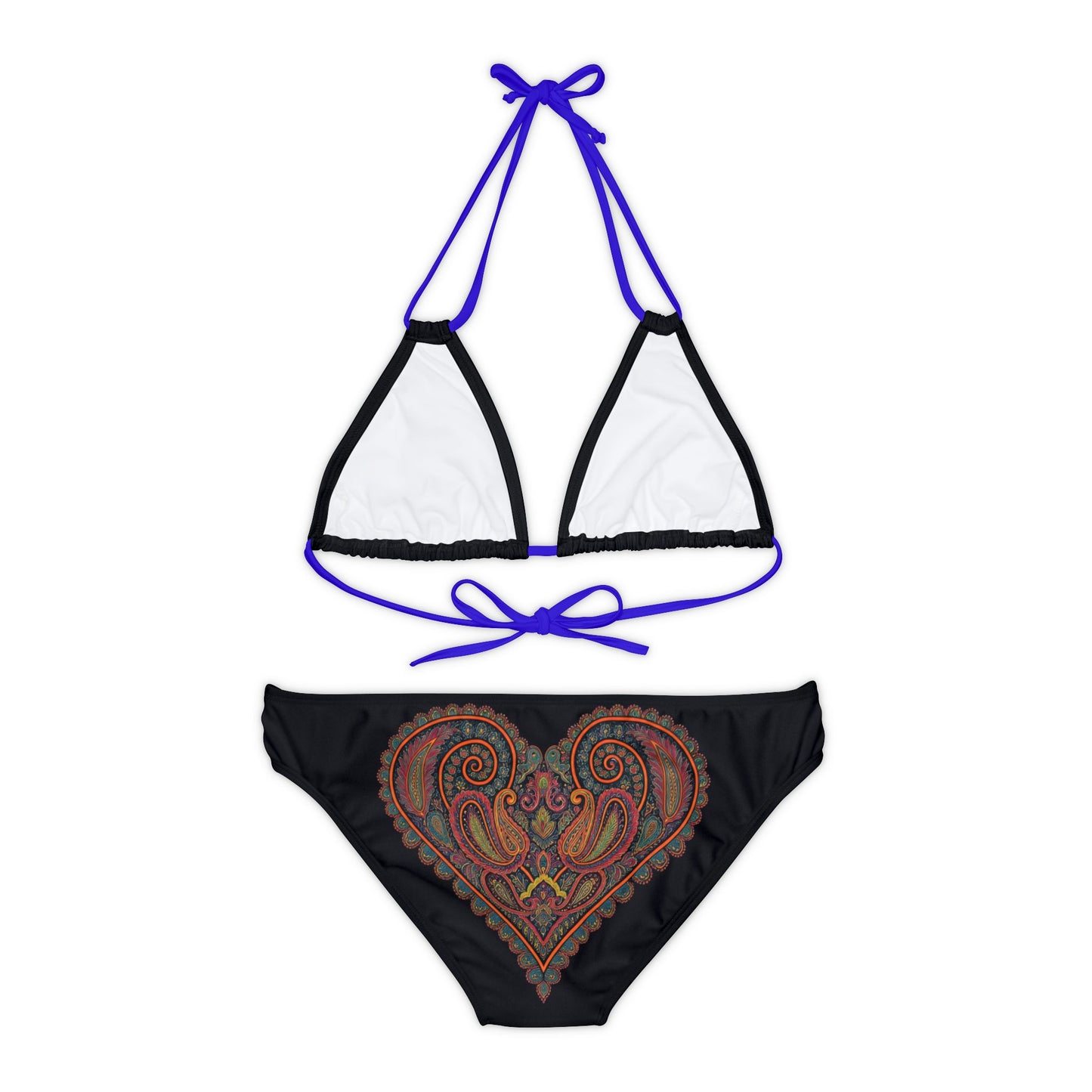 Paisley Heart Strappy Bikini Set (AOP)