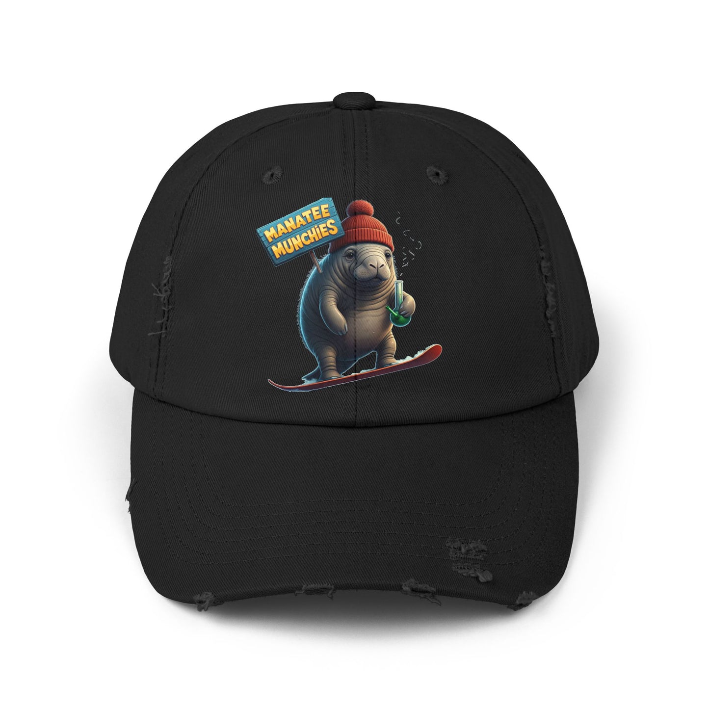 Manatee Munchies Winter Edition Unisex Distressed Cap