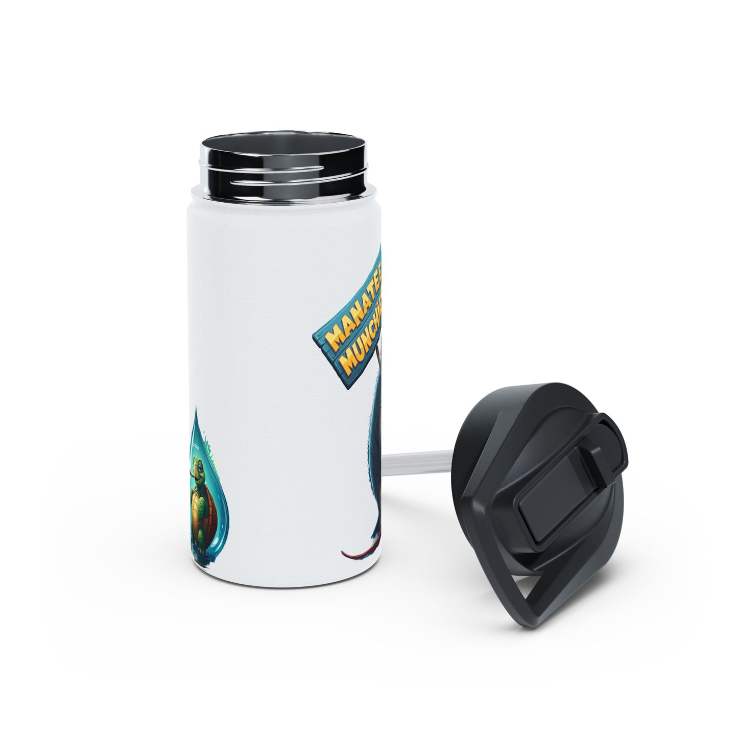 Manatee Munchies - Winter Edition Stainless Steel Water Bottle, Standard Lid